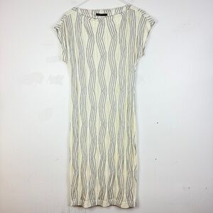 Pietro Filipi Striped Textured Midi Dress Gray Minimalist Czech Designer